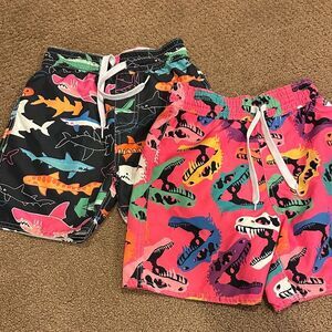 Wes and Willy Colorful Shark & Dinosaur Print Boys Swim Trunks (2) Size 5